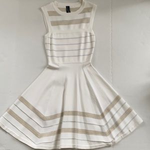 Marciano White with Gold Stripes Sleeveless Pretty Dress Size XS
